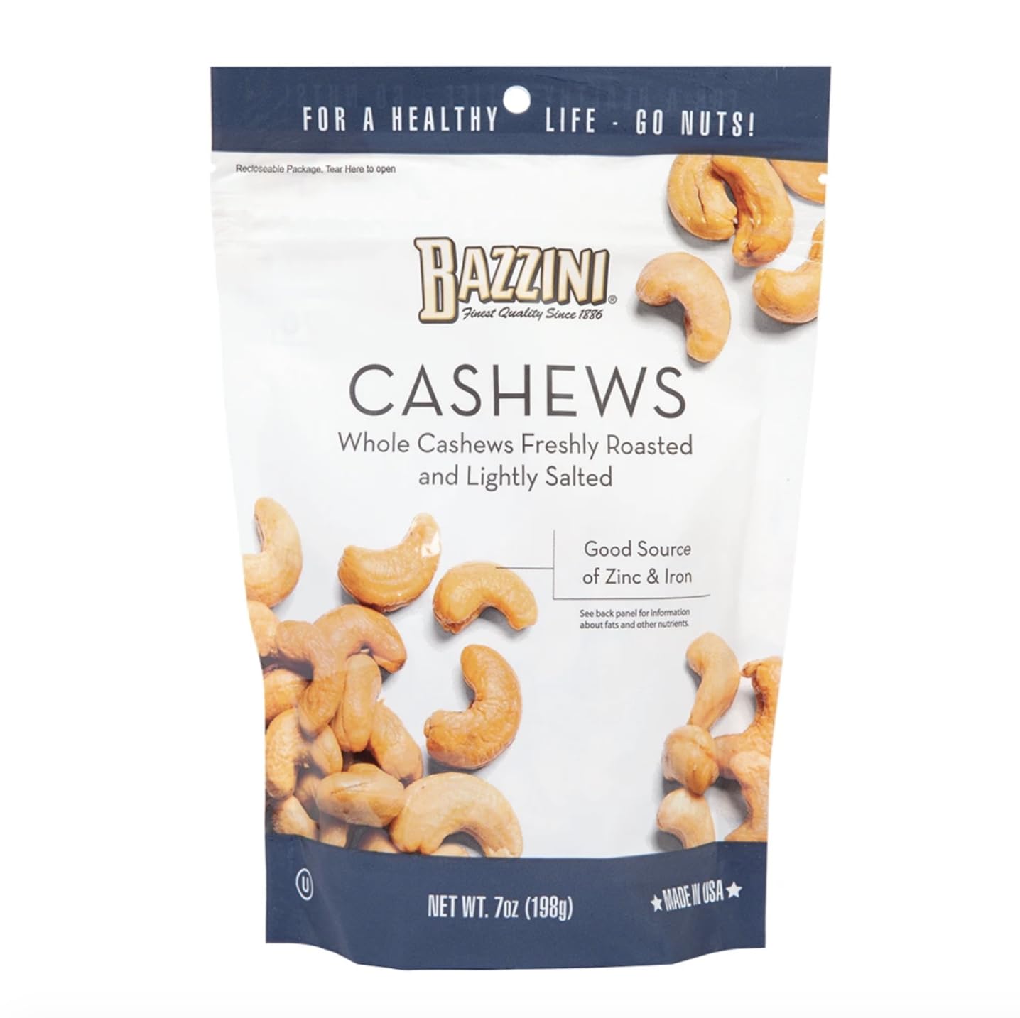 Bazzini Gourmet Nuts, Kosher, Established in 1886, Made in the USA (1 Pouch, Cashews)