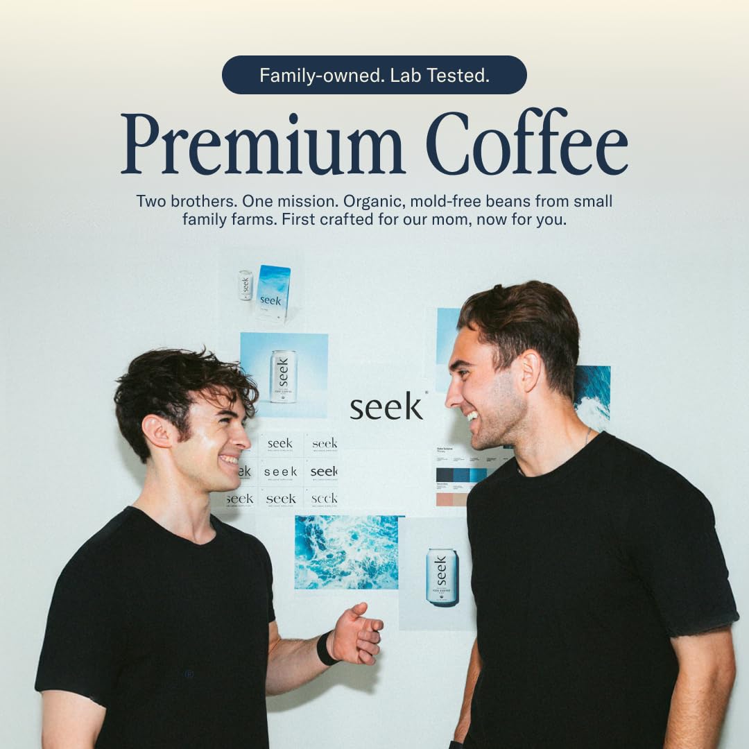 Seek Mold Free Coffee - Low Acid Coffee - Certified Organic Clean Coffee - Non-GMO 100% Arabica Whole Bean Coffee - Third Party Tested For Mycotoxins