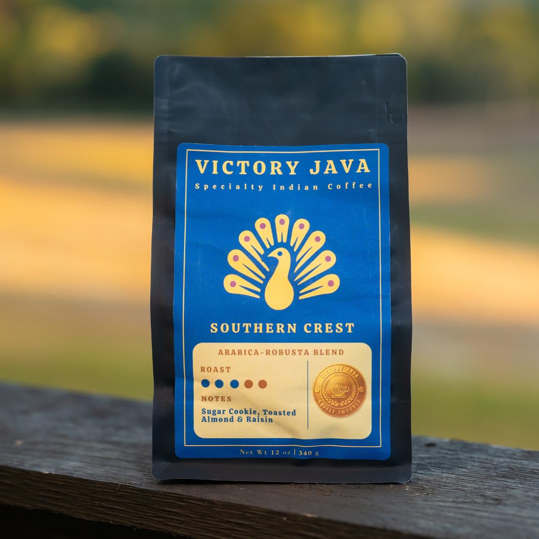 Southern Crest - Arabica and Robusta Blend, Medium-Dark Roast Coffee, Whole Bean, 12 oz Bag, Low Acid Espresso, Rich and Full Bodied, Specialty-Grade