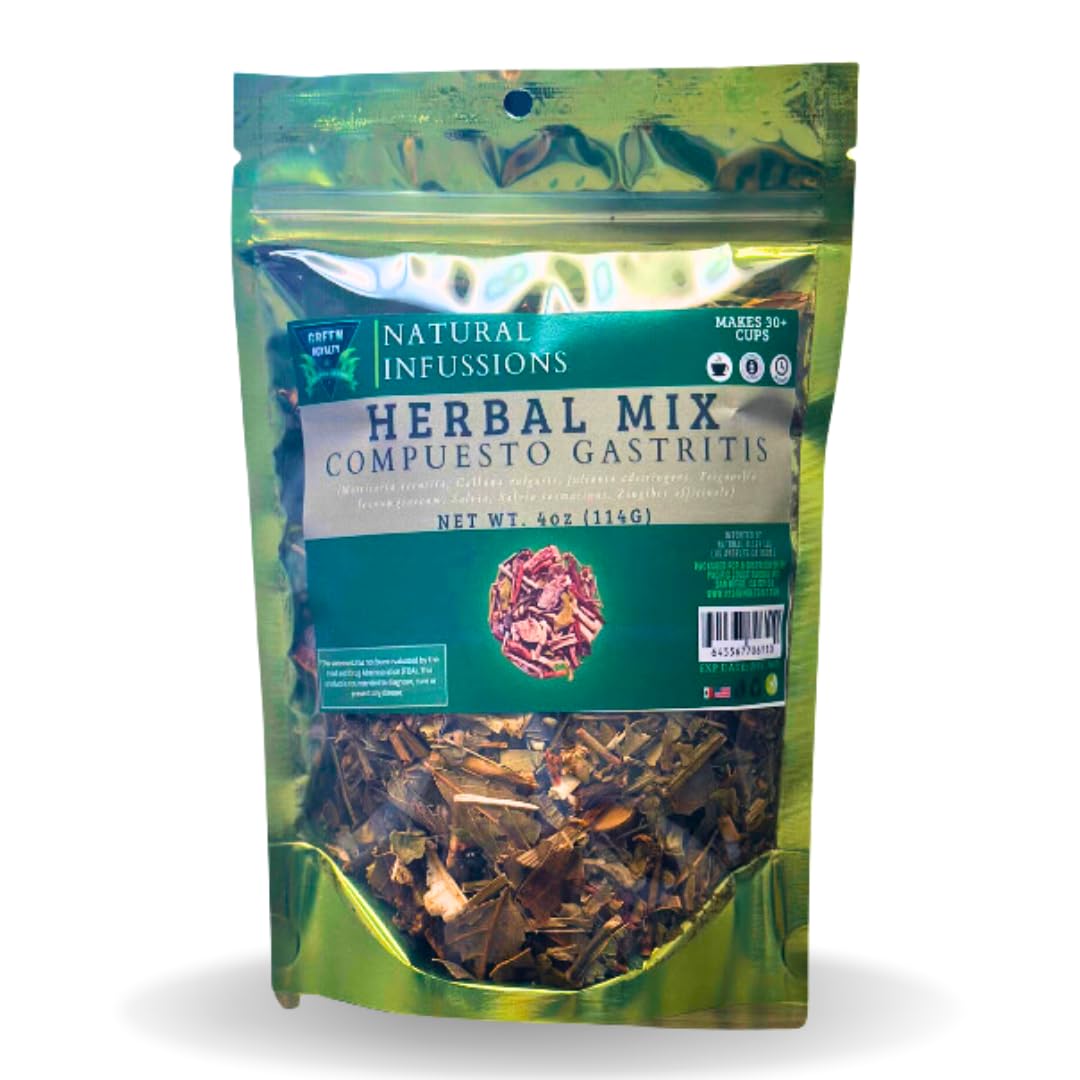 Green Royalty - Herbal Mix for Gastritis Relief | 100% Organic Digestive Support Tea Blend | Natural Ingredients | 4oz Resealable Bag | Non GMO