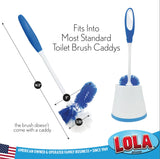 LOLA Classic Toilet Brush w/Under-The-Rim Scrubber, deep Cleans The Entire Toilet Bowl, Non-Slip Handle w/Rubber Comfort Grip, 1 Pack