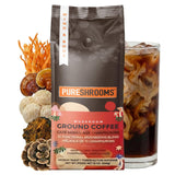 Mushroom Ground Coffee w/ 10 Organic Mushroom Extracts - King Trumpet, Agaricus Blazei, Willow Bracket, Lion's Mane, Chaga, Reishi, Cordyceps, Turkey