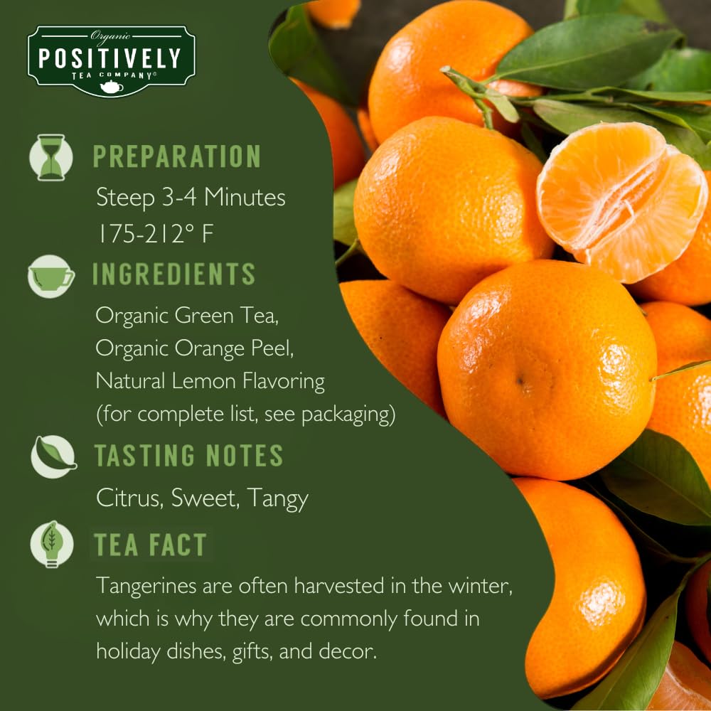 Organic Positively Tea Company, Green Tangerine, Green Tea, Loose Leaf, 16 Ounce
