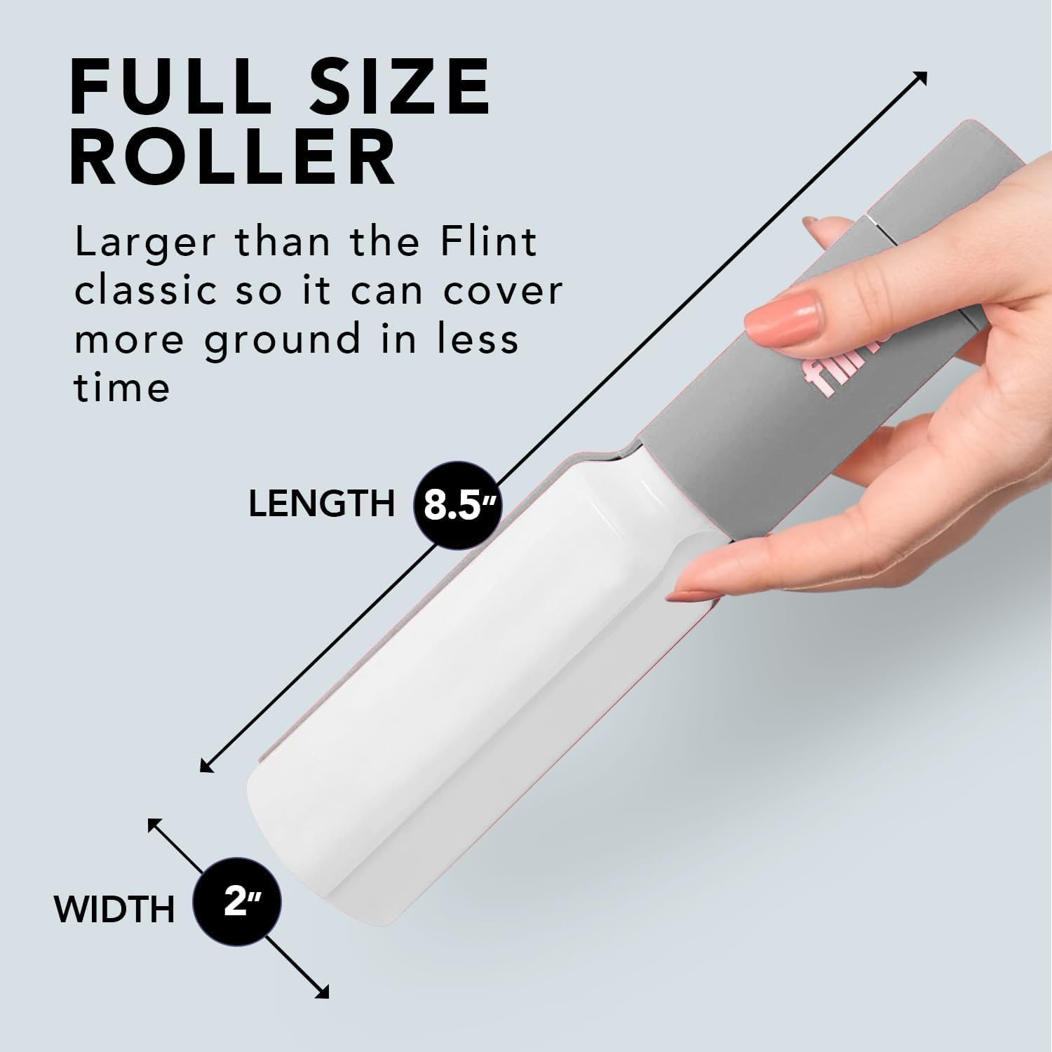 Flint Plus XL Retractable Lint Remover & Pet Hair Roller for Clothes - Refillable & Reusable Lint Roller with 140 Extra Sticky Tear-Off Sheets - Value