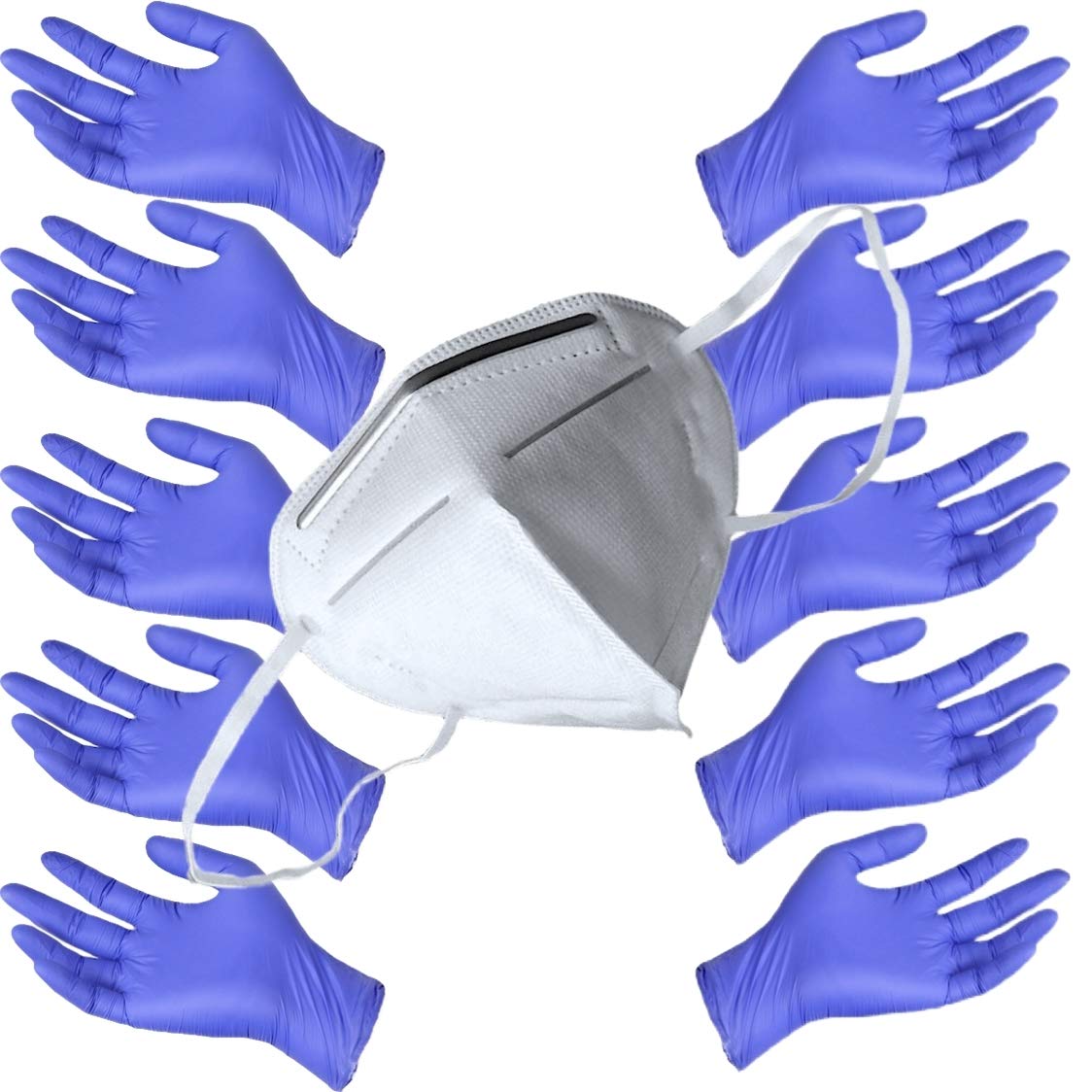 RRRP Qty 10 Gloves and 1 Cleaning Mask Bundle (BLUE) - Protection While Cleaning, Dust