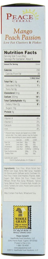 Peace Cereal Mango Peach Passion, Low Fat, 10-Ounce (Pack of 3)