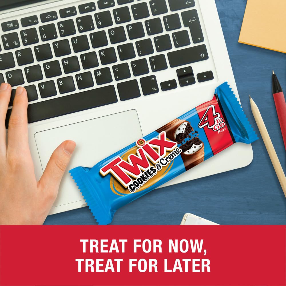TWIX Cookies & Creme Chocolate Cookie Bar Candy, 4 To Go Size 2.87-Ounce (Pack of 20)