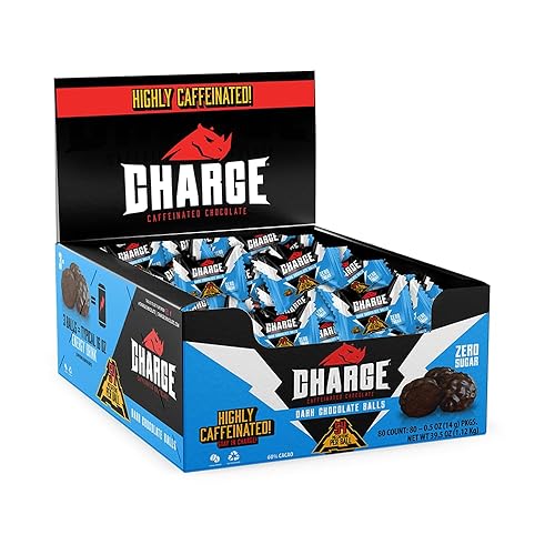 Charge Chocolate DARK CHOCOLATE 80 Count - 54mg Caffeine, No Added Sugar, Vegetarian - by Charge Caffeinated Chocolates