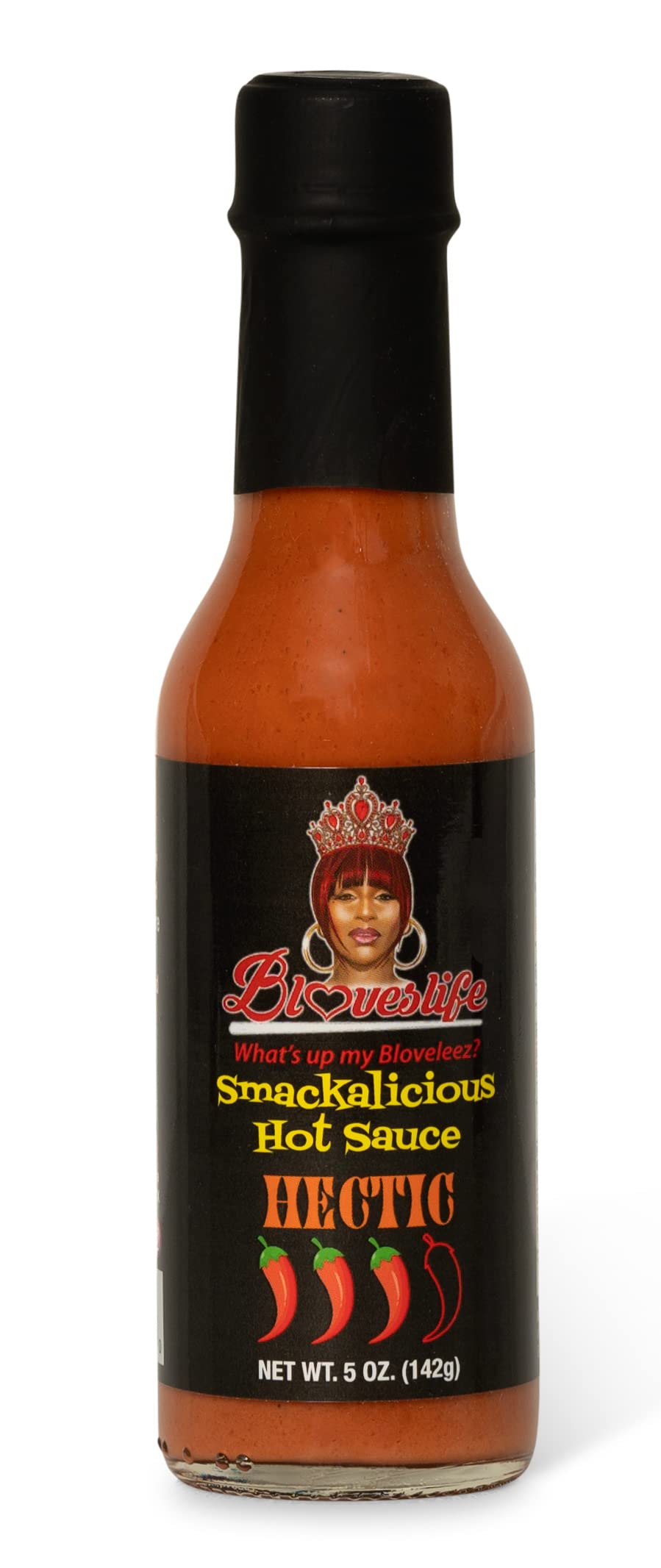 Bloveslife Smackalicious Hectric Hot Sauce 5 Oz - Vegan Organic Vinegar-Flavored Sauce, Low-Sodium, Low-Fat, All-Natural Smoky Ghost Pepper Sauce