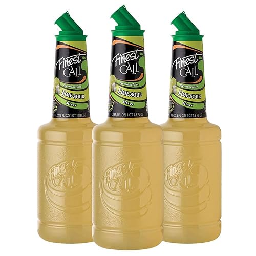 Finest Call Premium Juice Lime Sour Drink Mix, 1 Liter Bottle (33.8 Fl Oz), Pack of 3