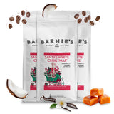 Barnie's Santa's White Christmas Ground Coffee with Coconut, Caramel, and Warm Vanilla Flavors, Medium Roasted Arabica Coffee Beans, 12 oz Bag (Pack
