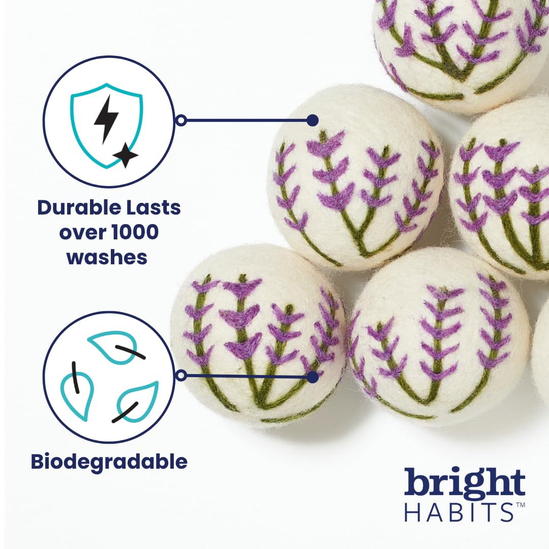Bright Habits Upcycled Oversized New Zealand Wool Dryer Ball Set Strawberry Design, Handmade Fair Trade Eco Friendly Reusable Wool Dryer Balls