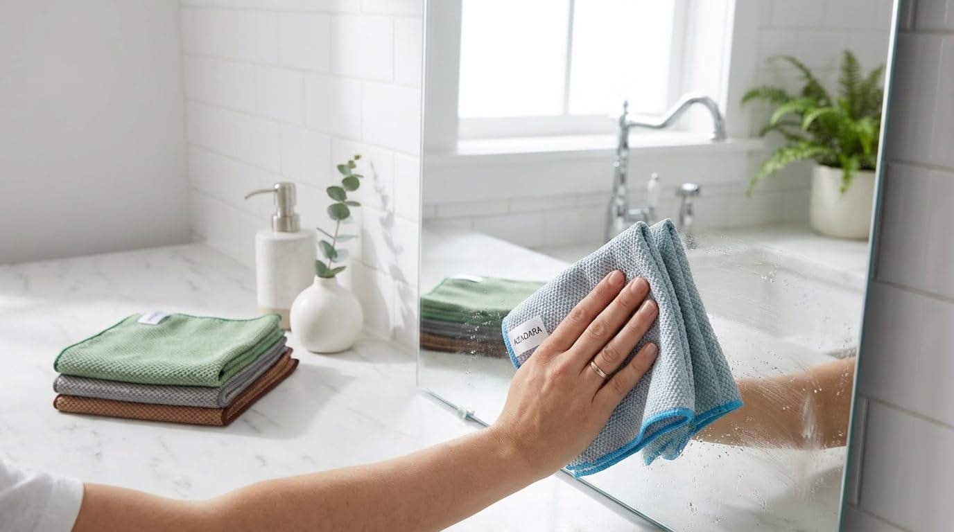 AZADARA 2-in-1 Scrub & Wipe Microfiber Cleaning Cloths - Non-Scratch Scrubbing Side + Soft Absorbent Side - Reusable Dual-Sided Cleaning Towels (6