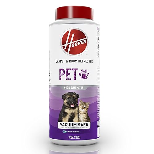 Hoover Pet Carpet and Room Refresher, 32 oz, Carpet Powder, Pet Odor Remover, Mountain Breeze Scent, Vacuum Cleaner Safe, For Use on Carpets, Rugs