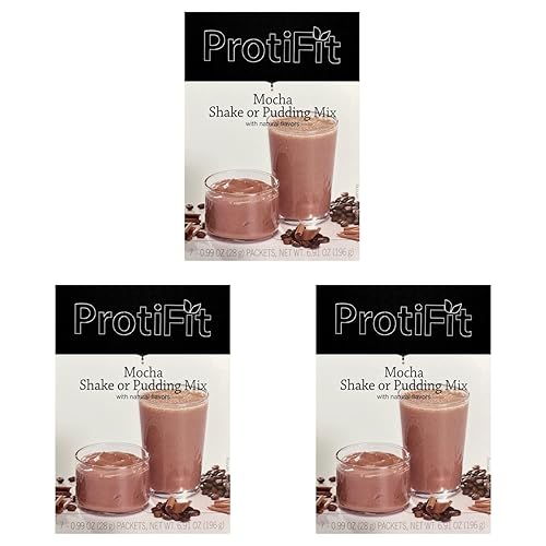PROTIFIT - High Protein Mocha Pudding & Shake Mix 3 Pack, 15g Protein, Low Calorie, Low Fat, Low Carb, Aspartame Free, Idea Protein Compatible, Meal