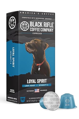 Black Rifle Coffee Company 30 Loyal Spirit Espresso Capsules - Light Roast, Nutty Citrus & Caramel, Nespresso® OriginalLine Compatible