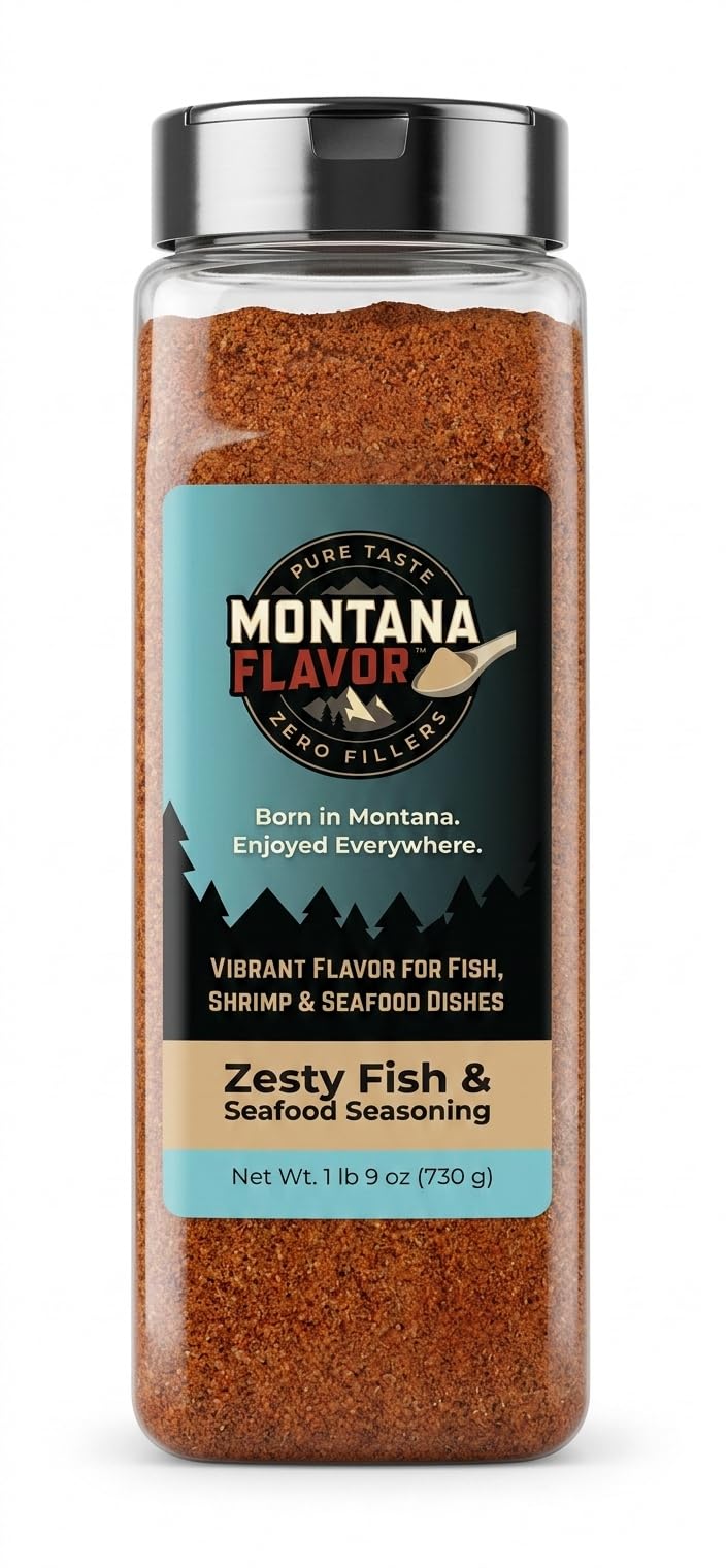 Montana Flavor Zesty Fish & Seafood Seasoning - Sugar Free Savory Citrus Rub for Salmon, Shrimp & Crab Boils - Keto Friendly - Bulk (25oz)