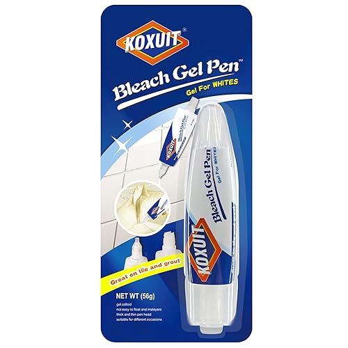 KOXUIT Portable Dual-Tip Bleach Pen for White Clothes & Grout - Travel-Ready 2-in-1 Gel Applicator with Brush Head, Non-Drip Cleaner for Bathroom