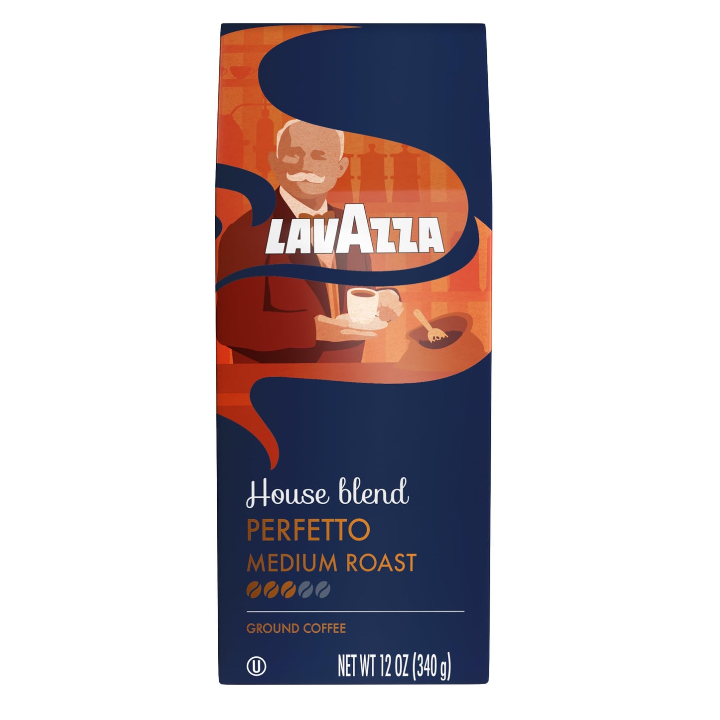 Lavazza House Blend Perfetto Ground Coffee 12oz Bag, Medium Roast, Full-bodied, Intensity 3/5, 100% Arabica, Ideal for Drip Brewers, (Pack of 1)