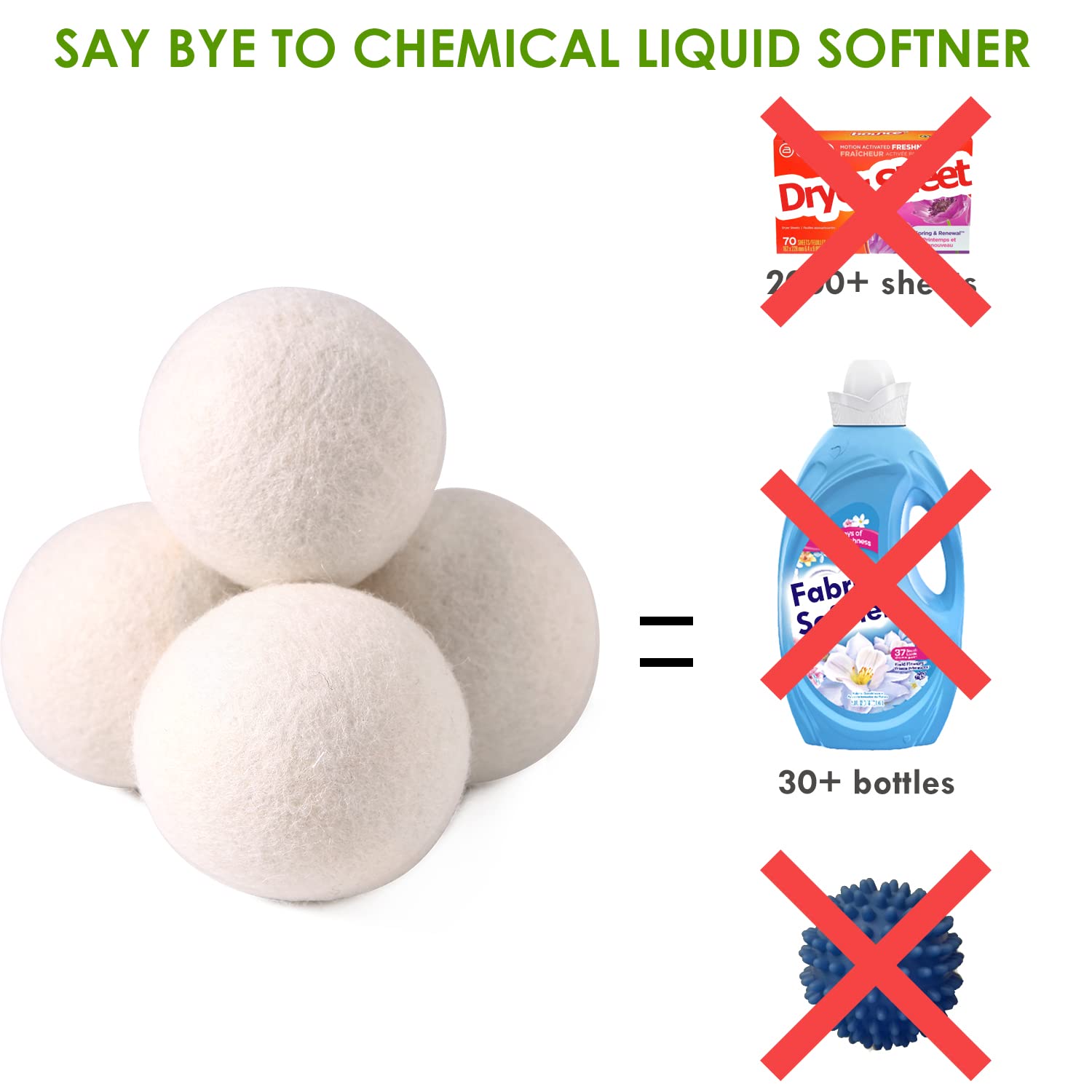 Wool Dryer Balls Organic 4 Pack XL,Laundry Dryer Balls,100% New Zealand Wool Natural Fabric Softener,Reusable 1000 Loads,Shorten Drying Time & Reduces