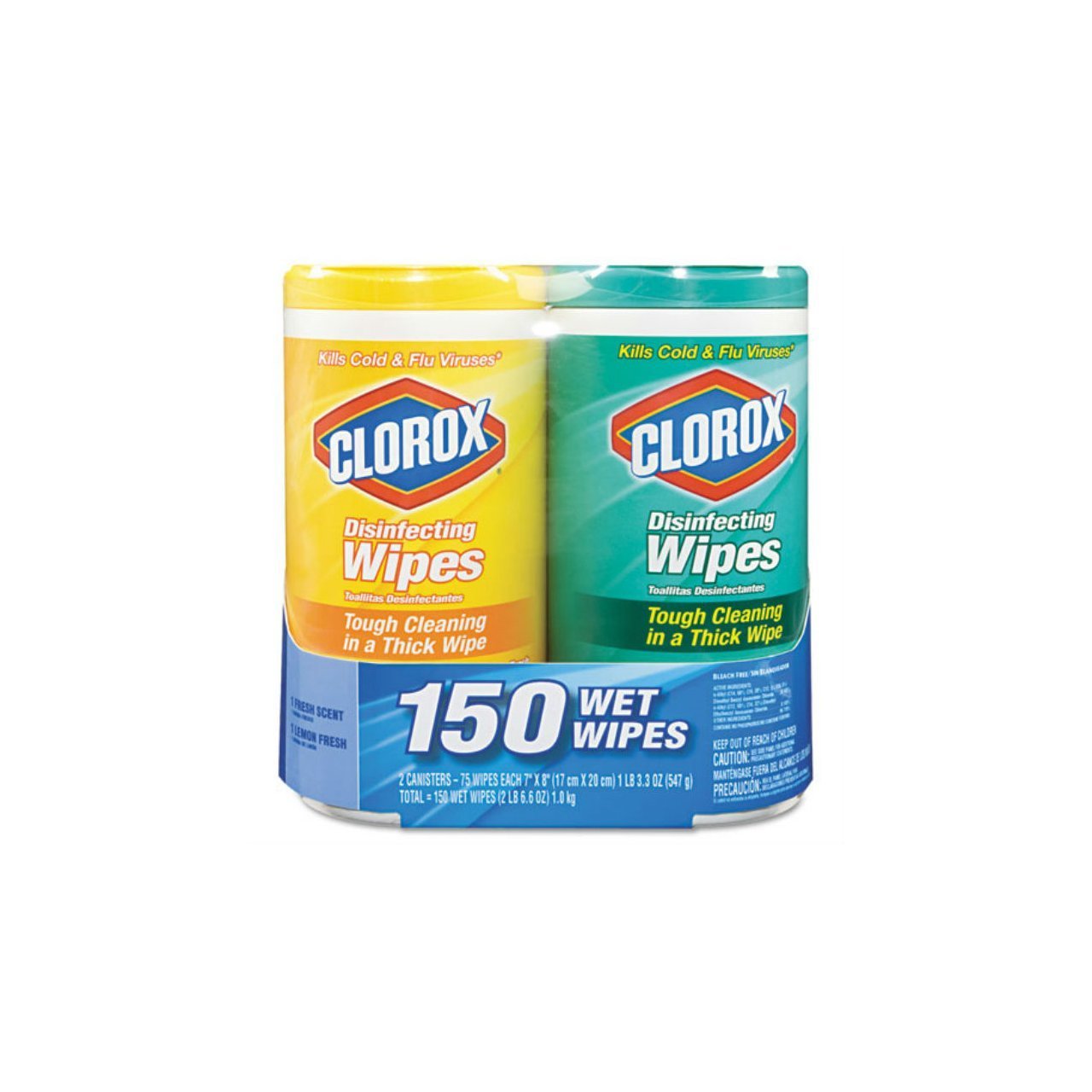 Clorox Company 01599 Disinfectant Wipes-2-Pack, 1 Citrus Blend and 1 Fresh Scent(75ct each)