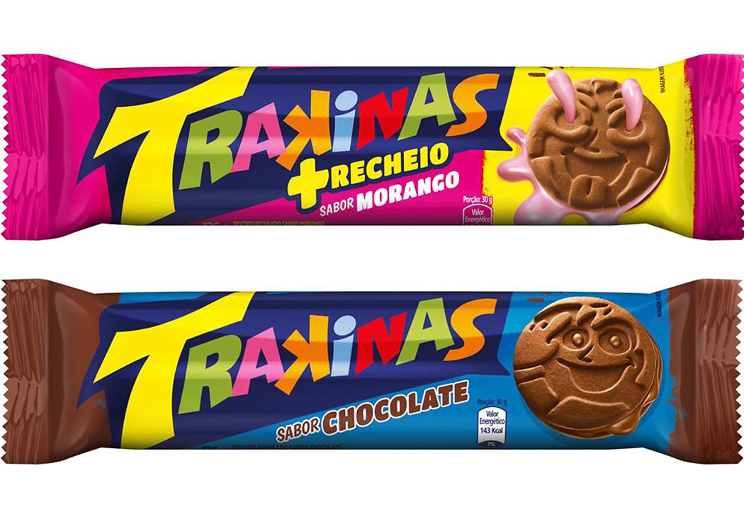 Trakinas Biscoito Recheado 126g - Trakinas Sandwich Cookie 4.4oz (MIx)
