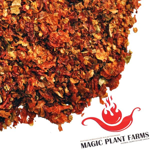 Atomic Rainbow Reaper Pepper Flakes Set by Magic Plant - Carolina Reaper Chili Flakes (2oz each): Red - Fruity 3X Pain, Yellow - Fruity Citrus 2X