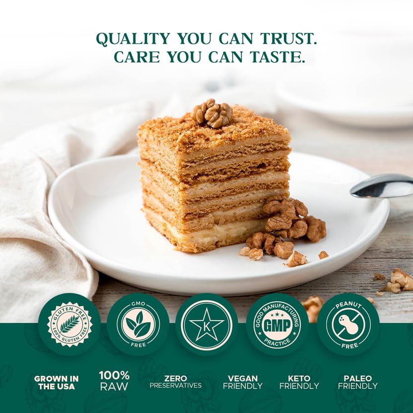 Premium Raw Walnut Halves & Pieces 48oz (3 lb) - 100% Natural, No-PPO, Non-GMO, Batch-Tested Gluten & Peanut Free, Kosher, Small Batch Quality