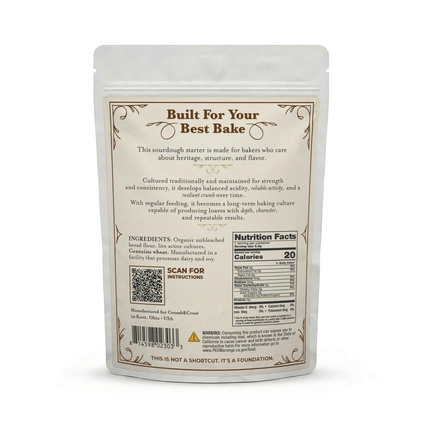 Crumb & Crust Premium Sourdough Starter Culture - Dehydrated Sourdough Starter w/Live Active Cultures for Artisan Bread Baking, Open Crumb & Crisp Crust - Natural Fermentation - Non-GMO - Made in USA