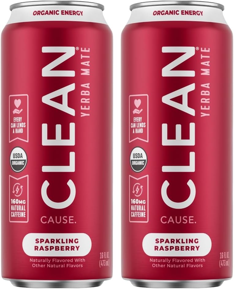 Clean Cause, Yerba Mate Energy Drink, Raspberry, 16 oz (Pack of 2)