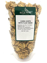 Corn Chips with Flax Seed, Healthy Snacks, Bulk Size (1 lb. Resealable Zip Lock Stand Up Bag)