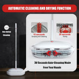 REECOO Cordless Electric Spin Mop Power Mop with 4 Floor Scrubber Pads/Automatic Cleaning Bucket/Water Sprayer,Lightweight & Rechargeable,Suitable