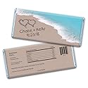 Personalized Wedding Beach Themed Favors Chocolate Bars (36 Pack) - Candy Included - Free Cold Packaging