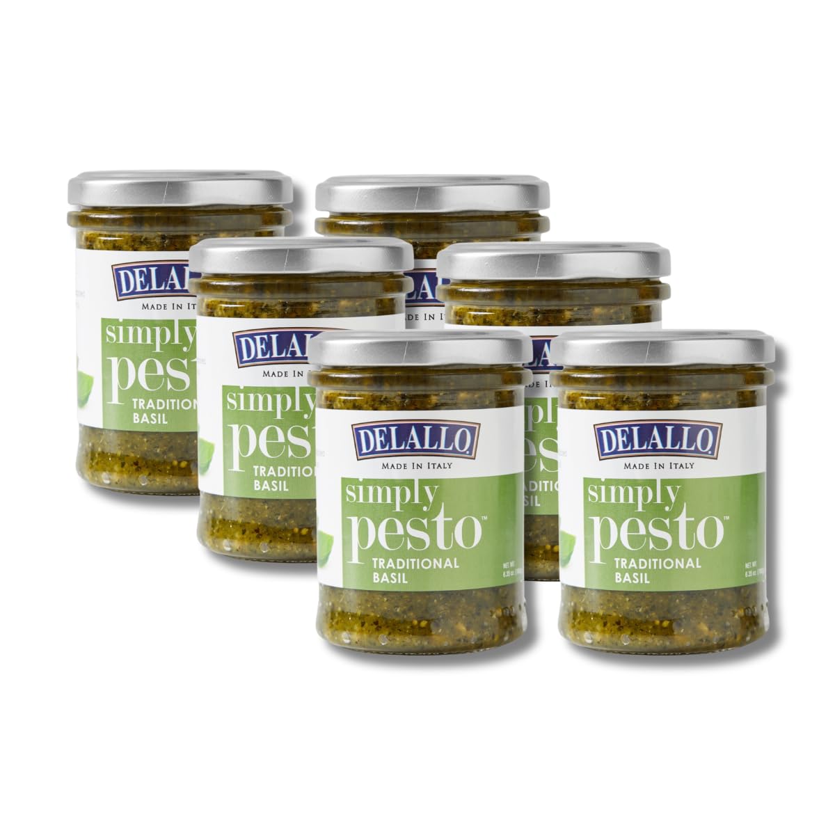 DeLallo Traditional Basil Pesto, Made in Italy, Gourmet Spread, Ready to Use Pasta Sauce, Made with Fresh Ligurian Basil, Olive Oil, Pine Nuts,
