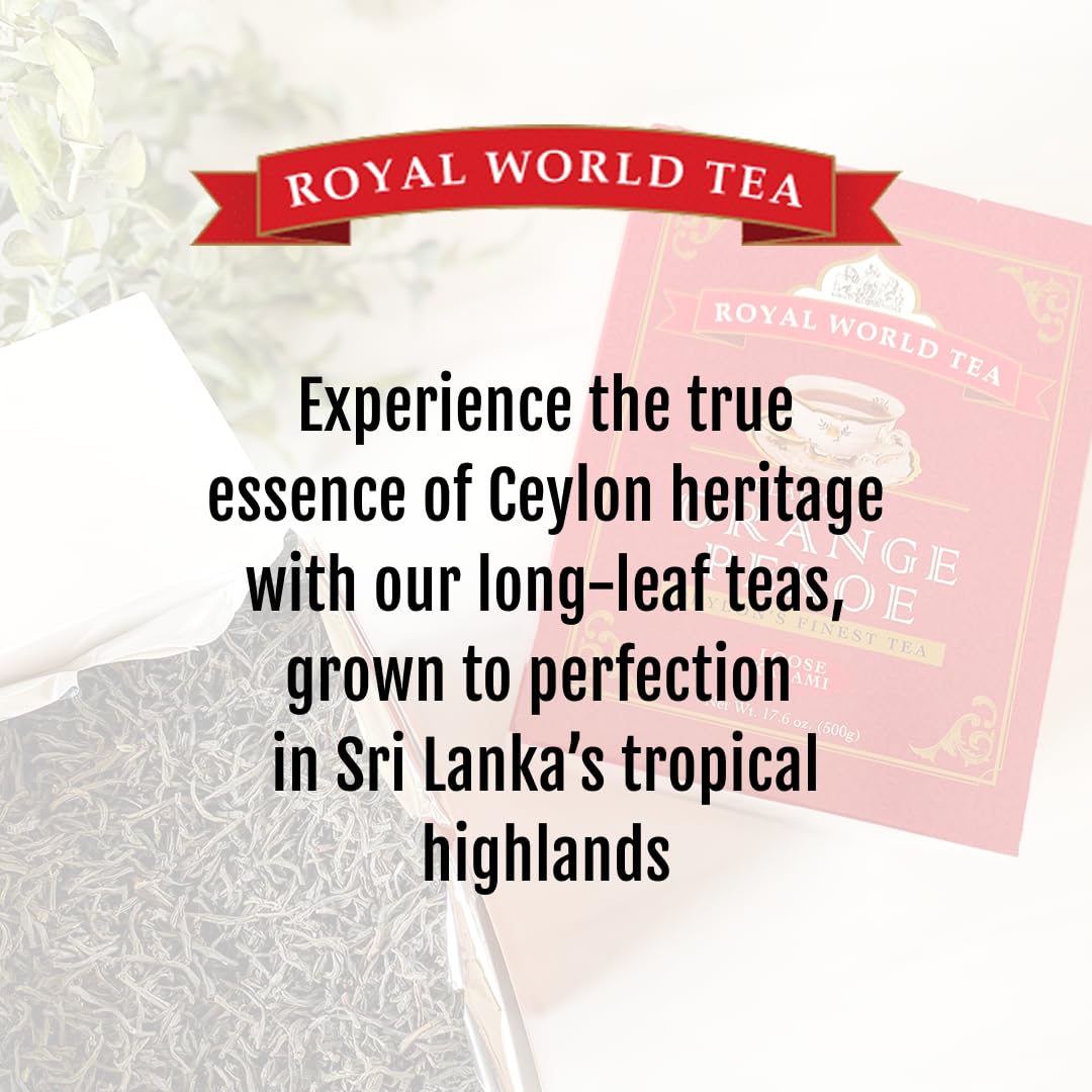 Royal World Black Tea Orange Pekoe Kalami Ceylons Finest, Natural Aroma and Bright, Golden Color, 17.6 oz