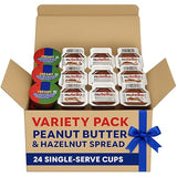 Peanut Butter & Hazelnut Cocoa Spread Cups - 24 Single Serve Breakfast Snack Packs - Individual Portion Cups for Kids Lunch, School, Office & Travel