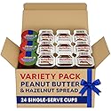Peanut Butter & Hazelnut Cocoa Spread Cups - 24 Single Serve Breakfast Snack Packs - Individual Portion Cups for Kids Lunch, School, Office & Travel
