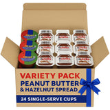 Peanut Butter & Hazelnut Cocoa Spread Cups - 24 Single Serve Breakfast Snack Packs - Individual Portion Cups for Kids Lunch, School, Office & Travel