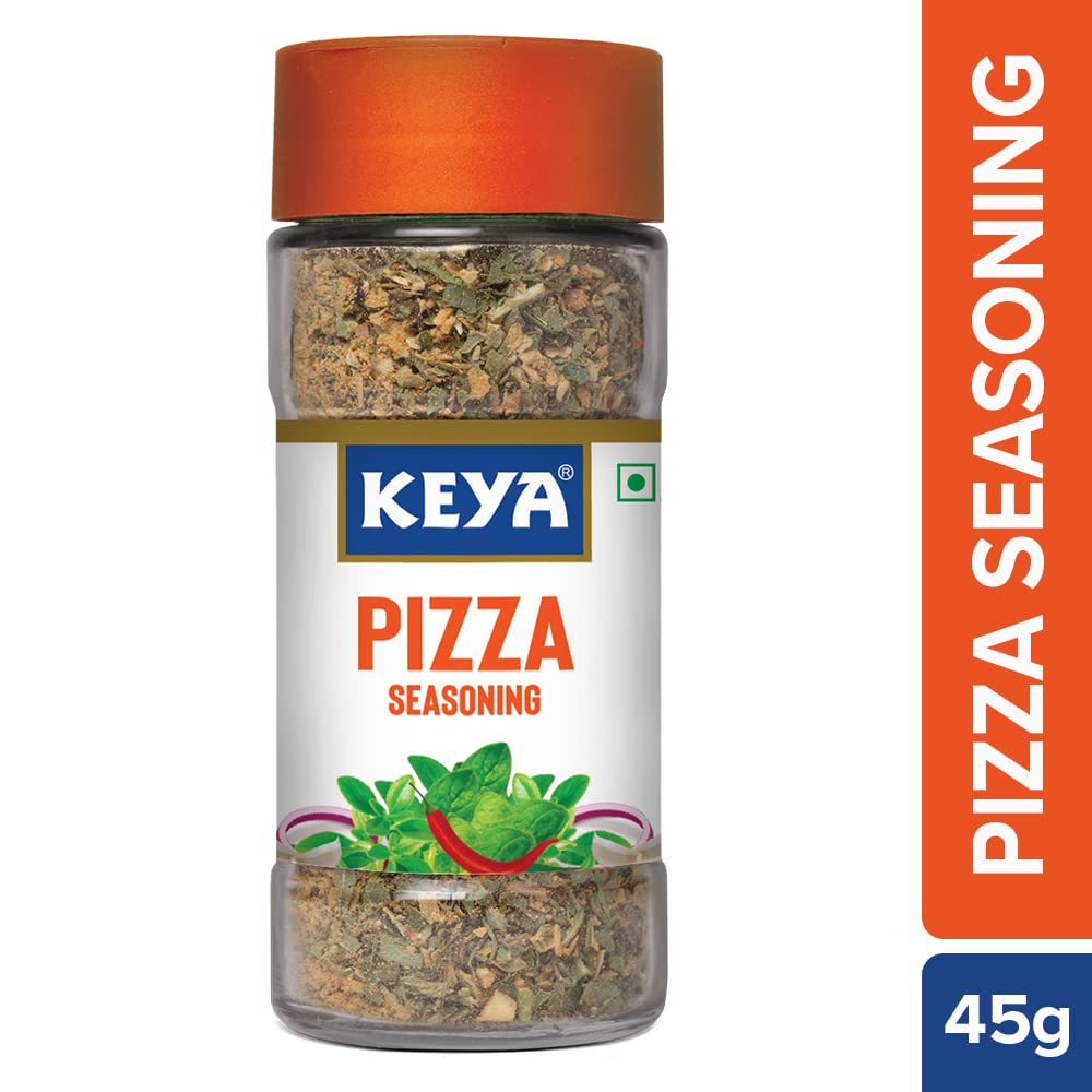 Keya Pizza Seasoning All Natural Healthy Spice Blend for Pizza, Pasta More Glass Bottle Premium Herbs and Spices Contains Freeze dried herbs Export