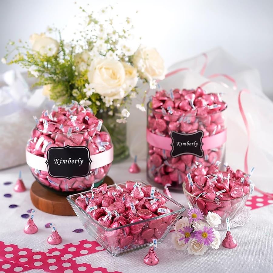 Milk Chocolate Candy In Pink Foil - 3 Pound Bag (Approx. 300 Pieces), Individually Wrapped Chocolates Pink Candies for Baby Showers, Weddings, Gender