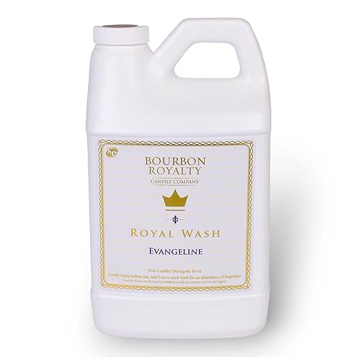 Bourbon Royalty Royal Wash 64 Ounce High Efficiency Scented Fragranced Liquid Laundry Detergent, Evangeline, White