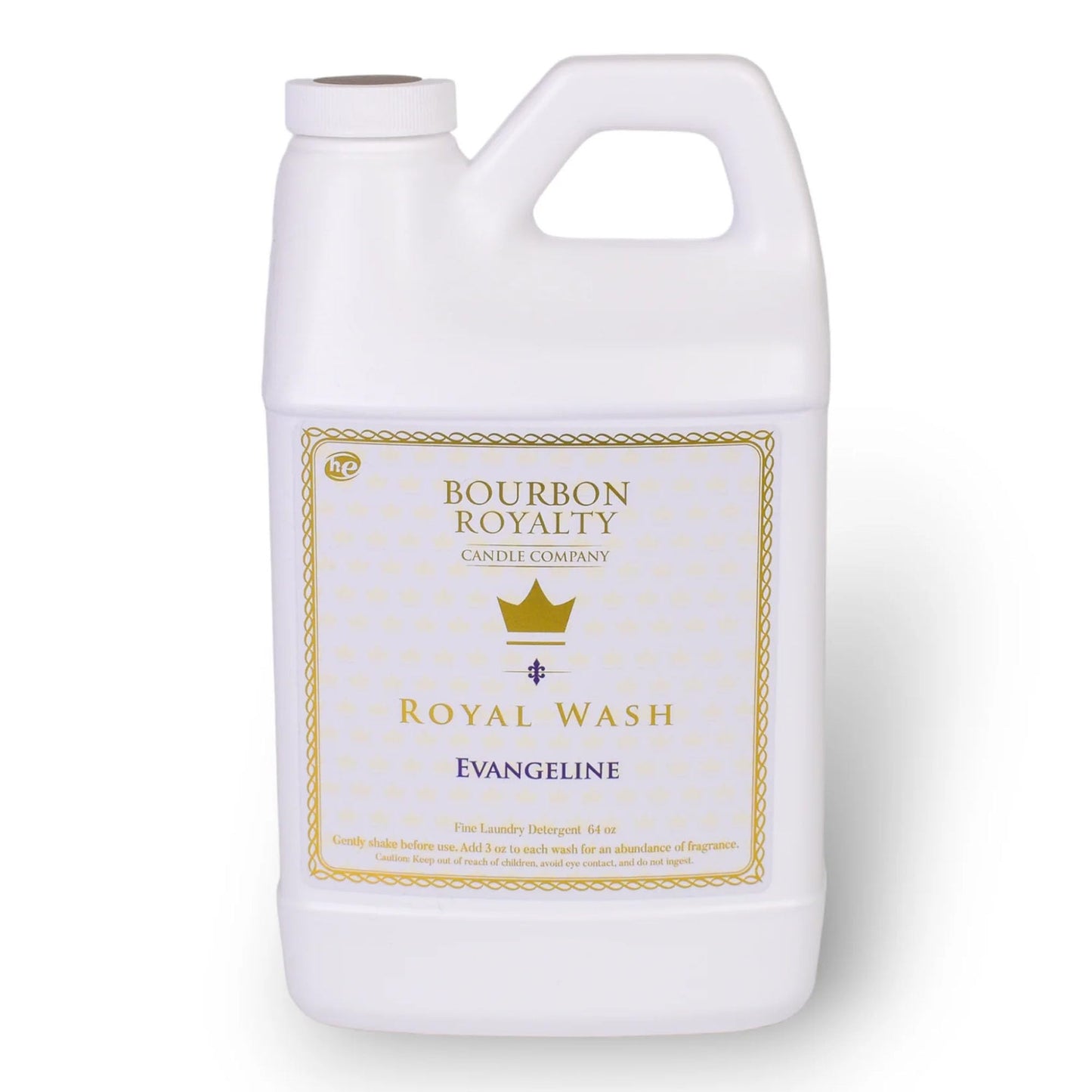Bourbon Royalty Royal Wash 64 Ounce High Efficiency Scented Fragranced Liquid Laundry Detergent, Evangeline, White