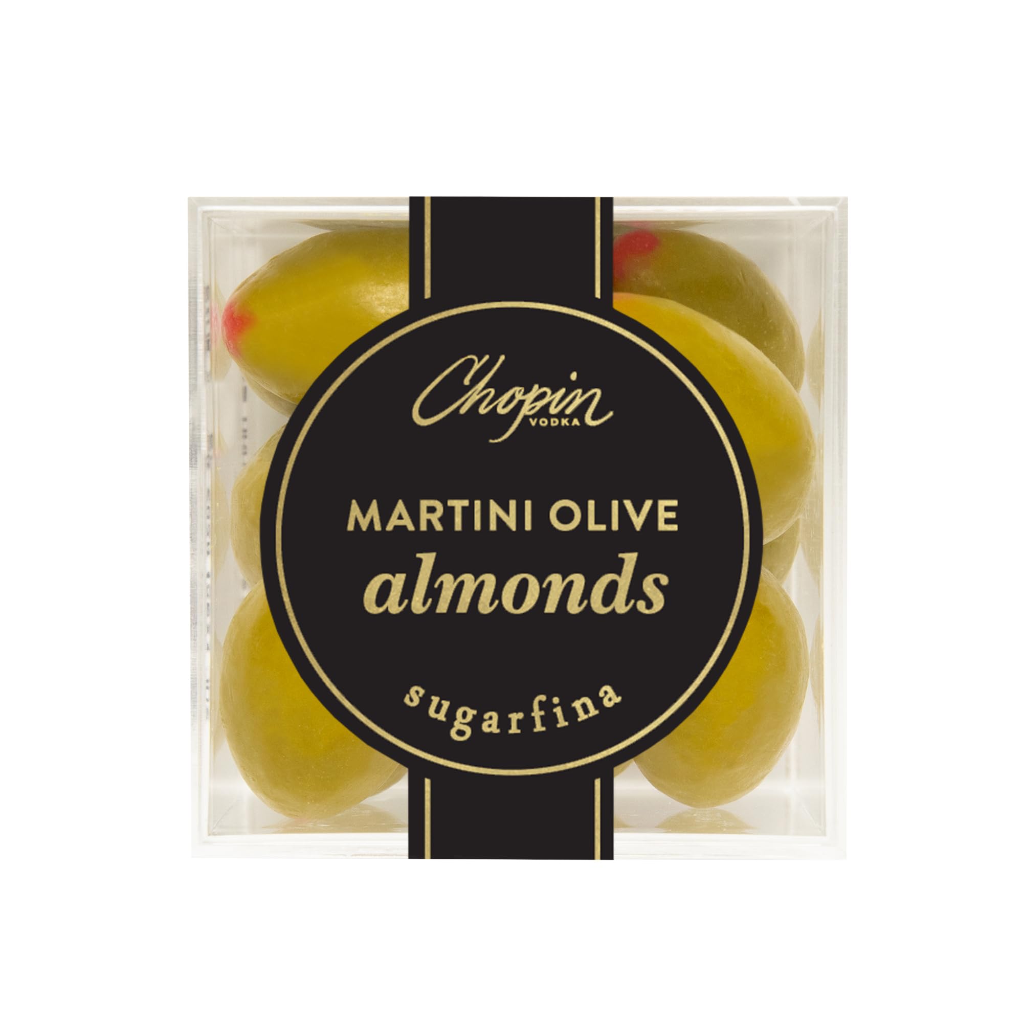 Sugarfina Martini Olive Almonds Small Candy Cube, 2.5 oz, 4 Count | Non-Alcoholic, Chocolate Candy