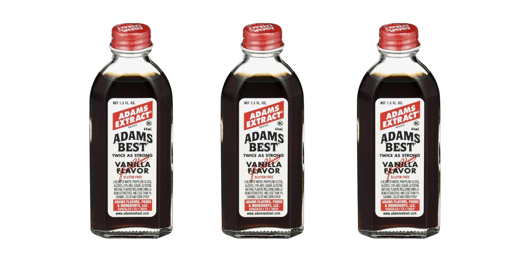Adams Extract Flavoring 1.5oz Bottles (Pack of 3) Choose Flavor Below (Adams Best Twice as Strong Vanilla 1.5oz)