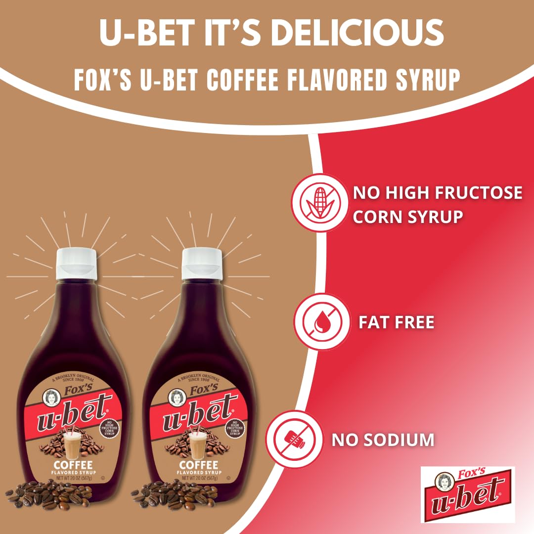 FOX’S U-BET Syrup Bottle - Brooklyn Original Since 1900, Thick, No High Fructose Corn Syrup, Kosher Certified, Fat Free, For Egg Creams, Coffee