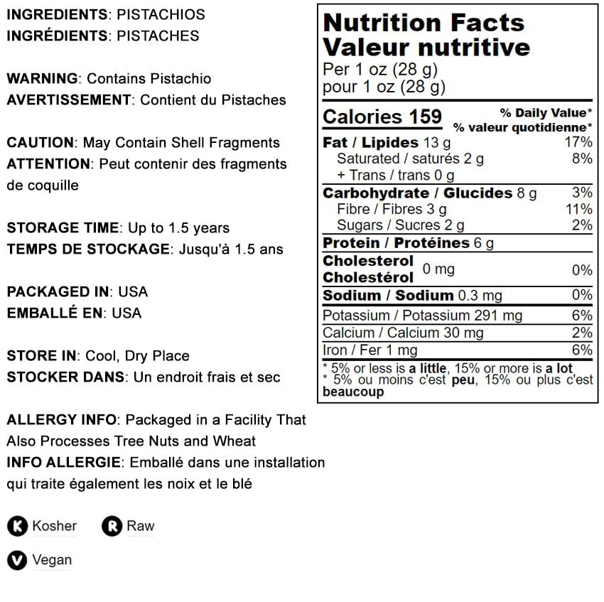 Food to Live No Shell Pistachios, 12 Ounces - Unsalted, Kernels, Sirtfood, Bulk. Pistachios Individual Packs. Wonderful Keto and Paleo Snack