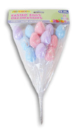 Easter Egg Picks - 12 Count - 10 Inches Tall - Colors Vary, Pastel, 79667