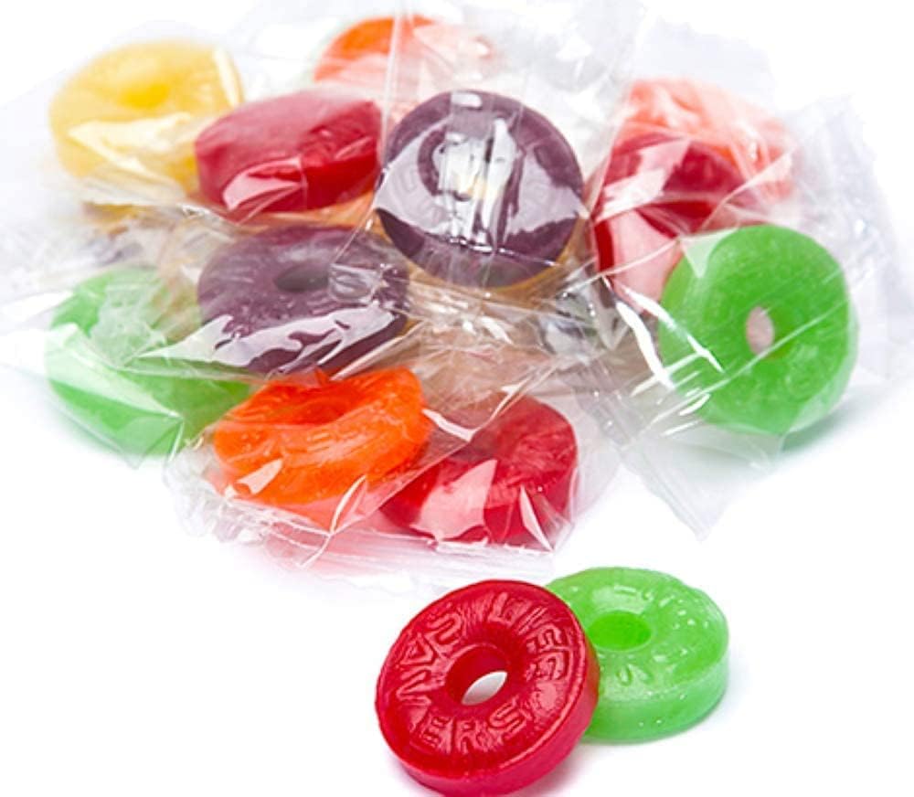 Five Flavor Fruit Candy (1 Pound Bag) Cherry, Raspberry, Orange, Pineapple, Watermelon Hard Candy Approximately 75 Pieces