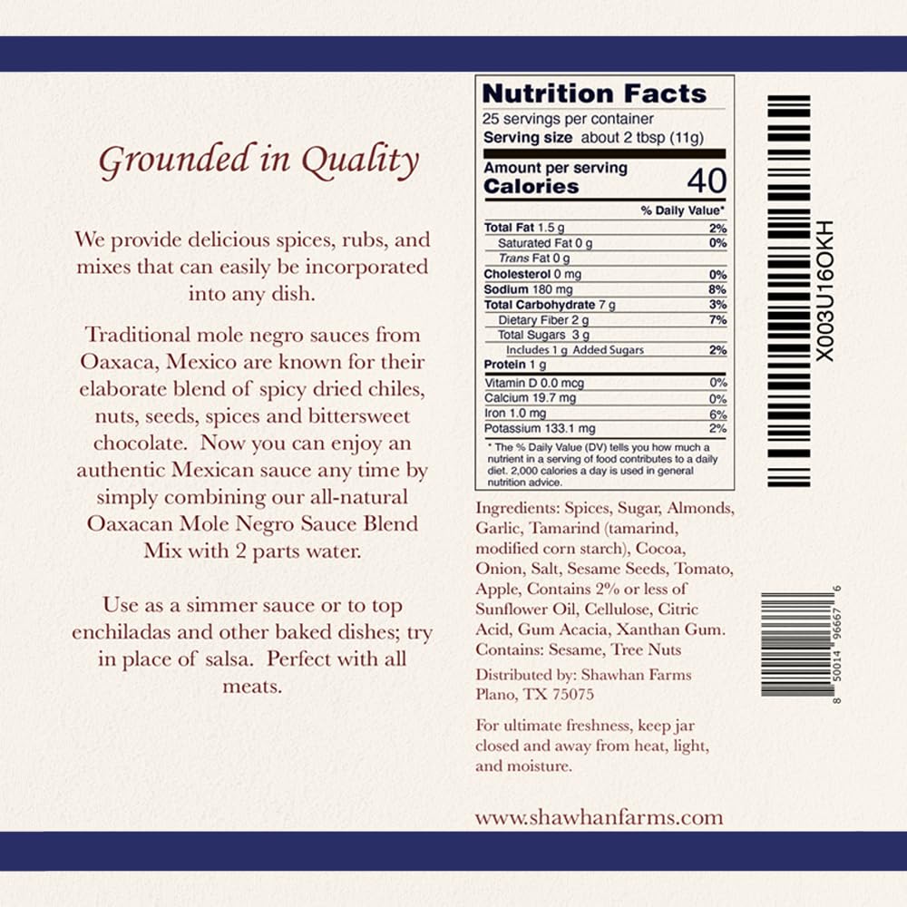 Oaxacan Mole Negro Enchilada Sauce Mix, Shawhan Farms, 10 oz