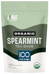 J Mac Botanicals Organic Spearmint Tea Bags (100 Count) - Certified by Organic Certifiers, Inc. - Quality Tea From Nile Valley, Egypt, Packaged in the